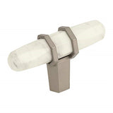 Carrione 2-1/2 In (64 Mm) Length Marble White/Satin Nickel Cabinet Knob