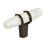 Carrione 2-1/2 In (64 Mm) Length Marble White/Oil-Rubbed Bronze Cabinet Knob