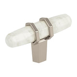 Carrione 2-1/2 In (64 Mm) Length Marble White/Polished Nickel Cabinet Knob
