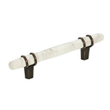 Carrione 3-3/4 In (96 Mm) Center-To-Center Marble White/Oil-Rubbed Bronze Cabinet Pull