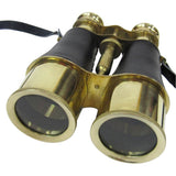 Brass Binoculars W/ Faux Leather Wrap (4874)