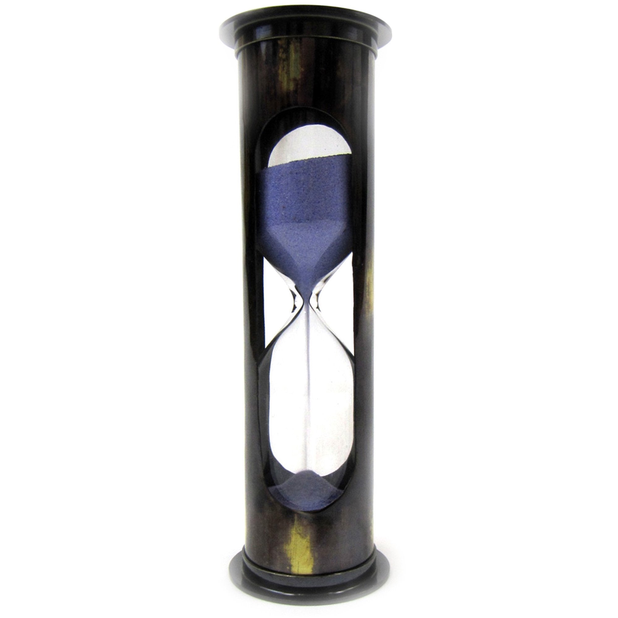 Antique Brass Mary Rose 5-Min. Hourglass W/ Purple Sand