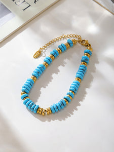 Elegant Turquoise & Gold-Tone Beaded Bracelet