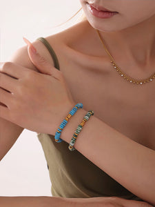 Elegant Turquoise & Gold-Tone Beaded Bracelet