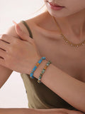Elegant Turquoise & Gold-Tone Beaded Bracelet