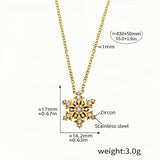 Snowflake Zircon Pendant Necklace 18K Gold-Plated Stainless Steel, Sparkling Winter-Inspired Jewelry 16.0''+1.9'' Chain, 3g