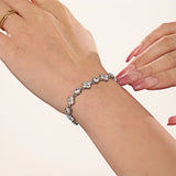 Elegant Zircon Flower Bracelet in Stainless Steel Adjustable 6.2'' to 8.1''