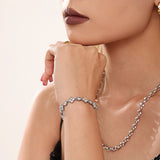 Elegant Zircon Flower Bracelet in Stainless Steel Adjustable 6.2'' to 8.1''