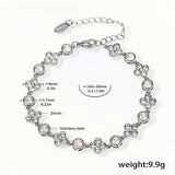Elegant Zircon Flower Bracelet in Stainless Steel Adjustable 6.2'' to 8.1''
