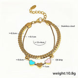 Elegant Gold Stainless Steel Heart Charm Bracelet for Women