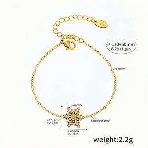 Elegant Gold-Plated Stainless Steel Zircon Charm Bracelet for Women