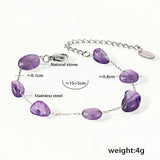 Minimalist Amethyst Natural Stone Bracelet with Stainless Steel Chain