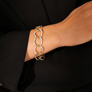 Elegant Gold-Tone Stainless Steel Chain Bracelet with Rhinestone Accents Adjustable Length