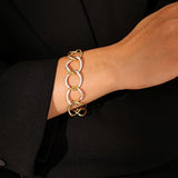 Elegant Gold-Tone Stainless Steel Chain Bracelet with Rhinestone Accents Adjustable Length