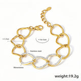 Elegant Gold-Tone Stainless Steel Chain Bracelet with Rhinestone Accents Adjustable Length