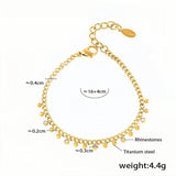 Elegant Gold-Plated Titanium Steel Anklet with Rhinestone Charms Adjustable Length