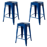 Loft Blue 24 in. Metal Bar Stool 3 Piece