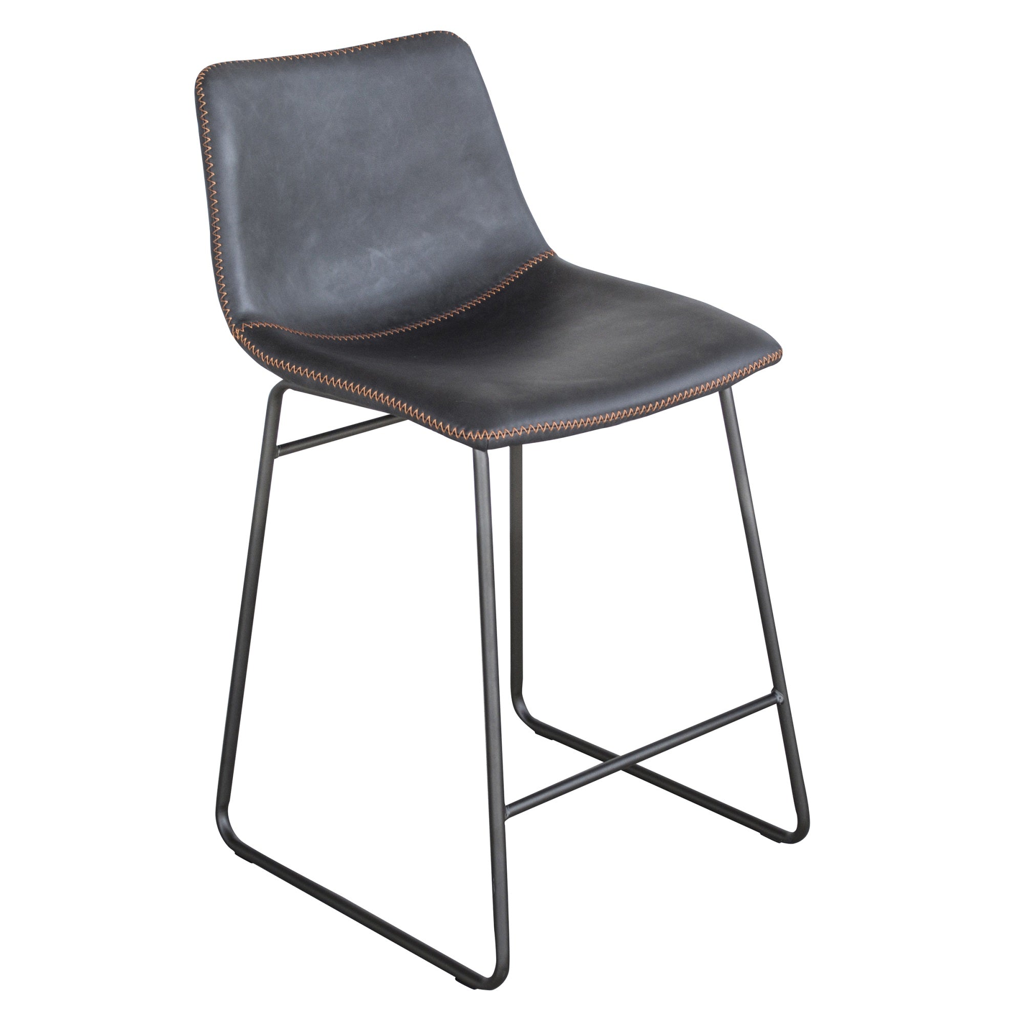 Amerihome Classic Faux Leather 24 Inch Counter Height Chair Set - Black