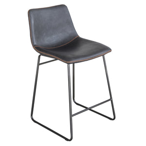 Amerihome Classic Faux Leather 24 Inch Counter Height Chair Set - Black