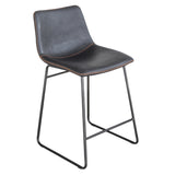 Amerihome Classic Faux Leather 24 Inch Counter Height Chair Set - Black