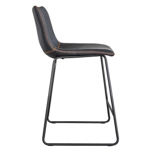 Amerihome Classic Faux Leather 24 Inch Counter Height Chair Set - Black