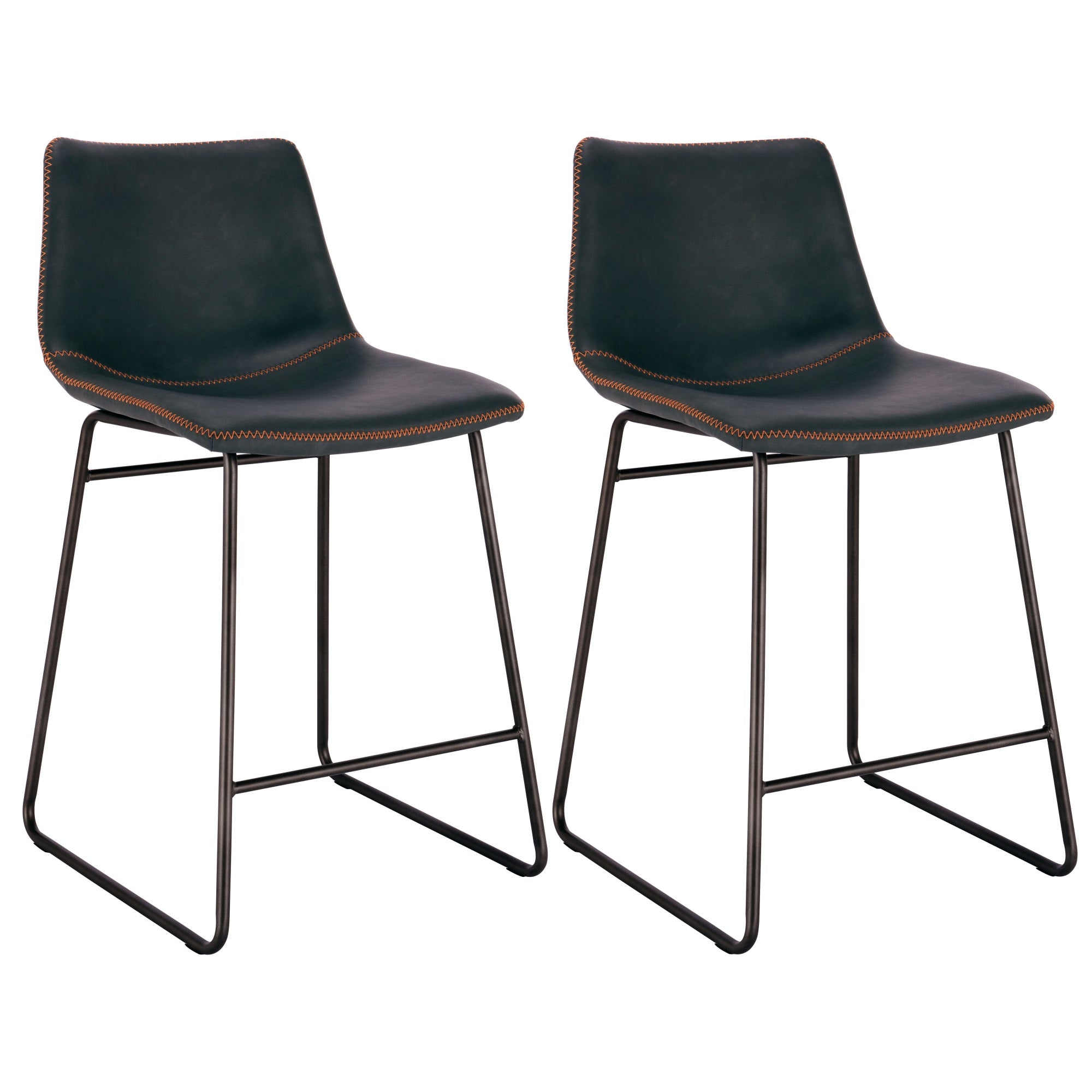 Amerihome Classic Faux Leather 24 Inch Counter Height Chair Set - Black