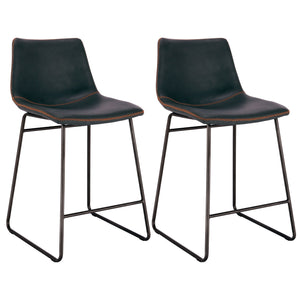 Amerihome Classic Faux Leather 24 Inch Counter Height Chair Set - Black