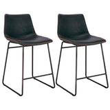 Amerihome Classic Faux Leather 24 Inch Counter Height Chair Set - Black