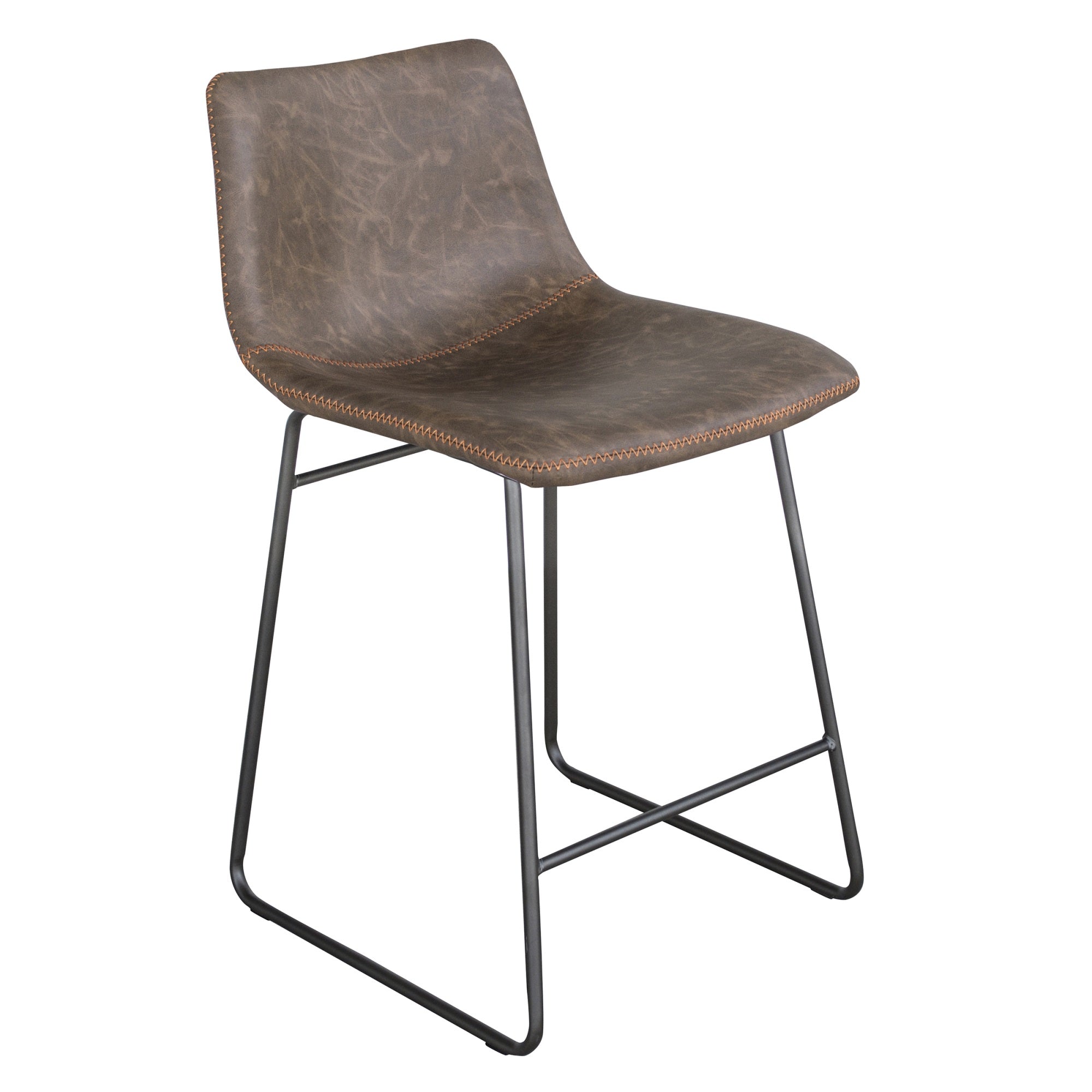 Amerihome Classic Faux Leather 24 Inch Counter Height Chair Set - Coffee