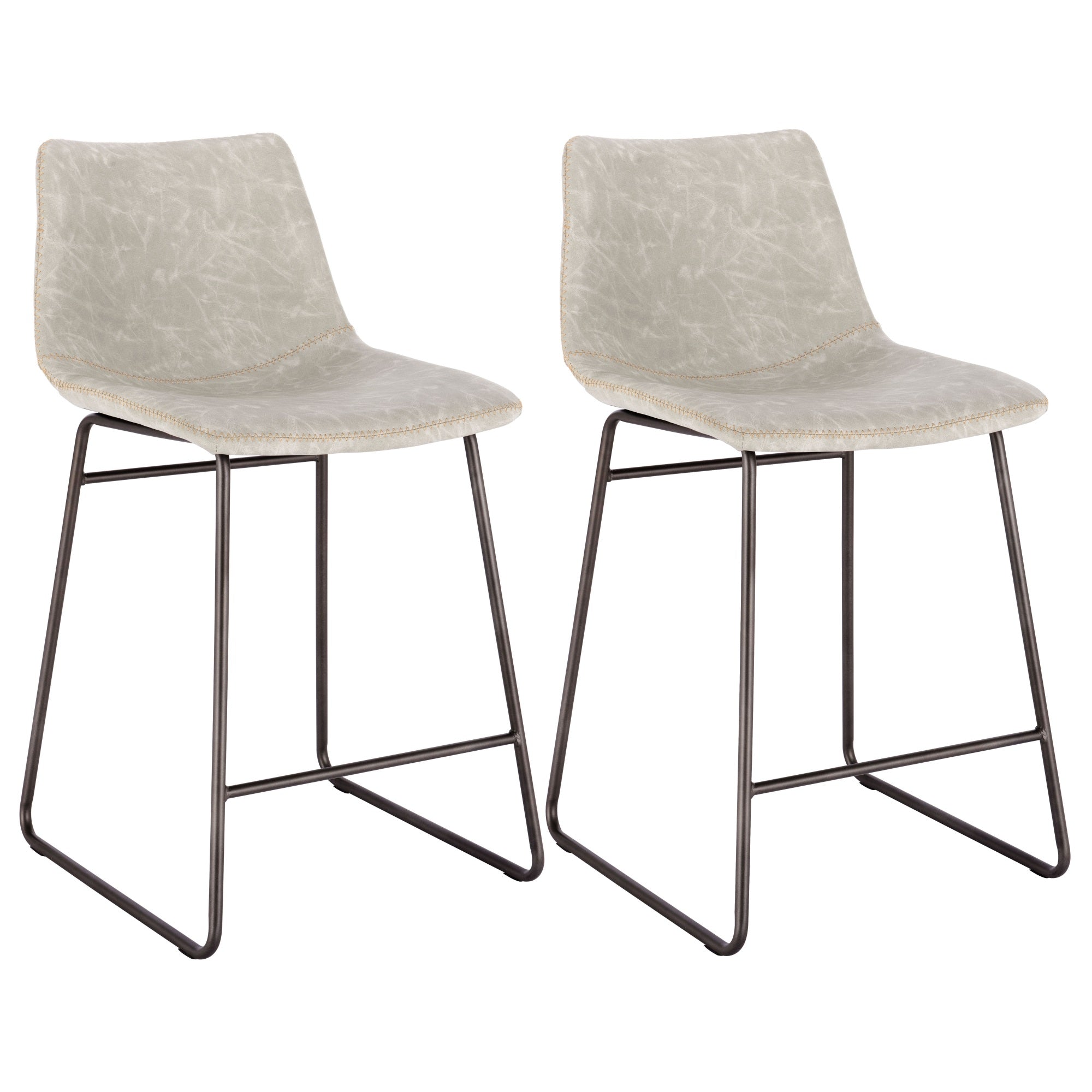 Amerihome Classic Faux Leather 24 Inch Counter Height Chair Set - Stone