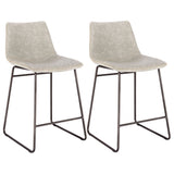 Amerihome Classic Faux Leather 24 Inch Counter Height Chair Set - Stone