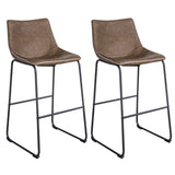 Amerihome Classic Faux Leather Bar Chair Set - Coffee