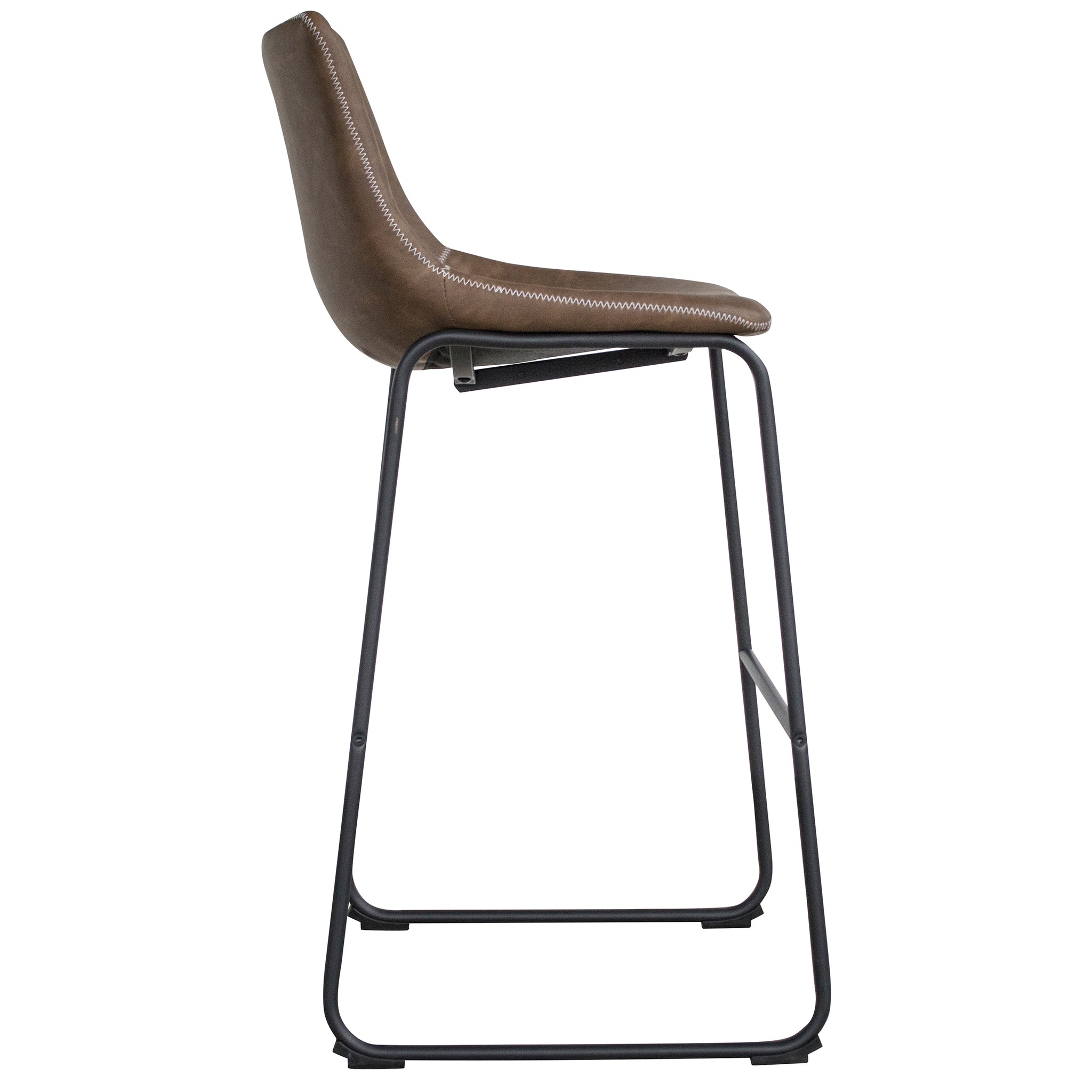 Amerihome Classic Faux Leather Bar Chair Set - Coffee