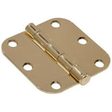Hillman 851244 3 in. Residential Door Hinge with 0.62 in. Round Corners Brass Plated