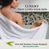 Bamboo Cotton Towel Set - Viscose from Bamboo + Cotton - 8pc - White