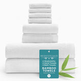 Bamboo Cotton Towel Set - Viscose from Bamboo + Cotton - 8pc - White
