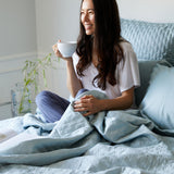 Bamboo Quilted Coverlet - 100% Viscose from Bamboo - Sky