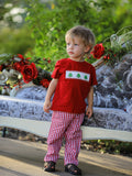 Christmas Smocking Embroidered Christmas Tree Plaid Boys Set