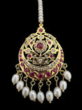 Ruby and zircon gold plated silver tika ( READY TO SHIP )