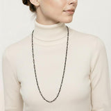 C400B B.Tiff Black 2 Clasps Oval Paperclip Link Chain Necklace/ 32"