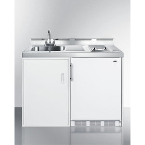 48 Wide All-In-One Kitchenette With 2-Burner 115V Radiant Cooktop, Refrigerator-Freezer, And No-Plumbing Sink With Water Pump