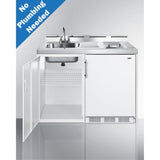 48 Wide All-In-One Kitchenette With 2-Burner 115V Radiant Cooktop, Refrigerator-Freezer, And No-Plumbing Sink With Water Pump