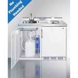 48 Wide All-In-One Kitchenette With 2-Burner 115V Radiant Cooktop, Refrigerator-Freezer, And No-Plumbing Sink With Water Pump