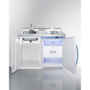 48 Wide All-In-One Wellness Room Kitchenette With Momcube Refrigerator, Sink, 2-Burner Cooktop, And Storage Cabinet