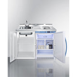 48 Wide All-In-One Wellness Room Kitchenette With Momcube Refrigerator, Sink, 2-Burner Cooktop, And Storage Cabinet