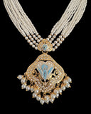 DNS191 punjabi Jadau necklace set - mint blue&pearl(READY TO SHIP)