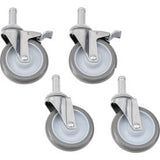 Nexel® Stainless Steel Stem Casters - Set Of (4) 5 Polyurethane (2) With Brakes 1200 Lb. Cap.