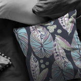 Tropics Double Sided Suede Pillow, Zippered, Light Blue And Purple