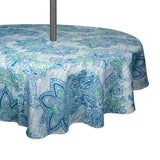 Dii Blue Watercolor Paisley Print Outdoor Tablecloth With Zipper 60 Round