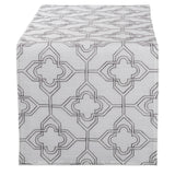 Dii Off White Base Embroidered Lattice Table Runner